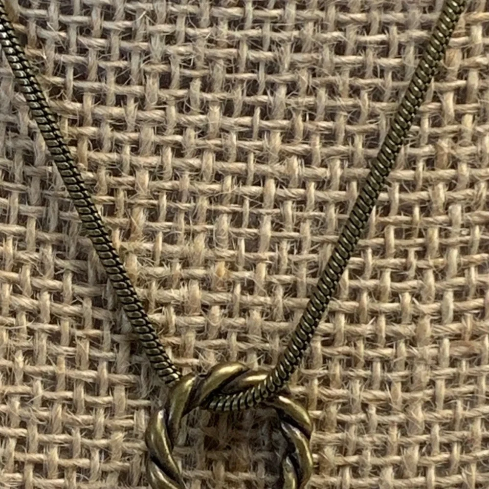 Vintage Antique Brass Tone Heart Pendant Snake Chain Necklace 16 Inch 4497